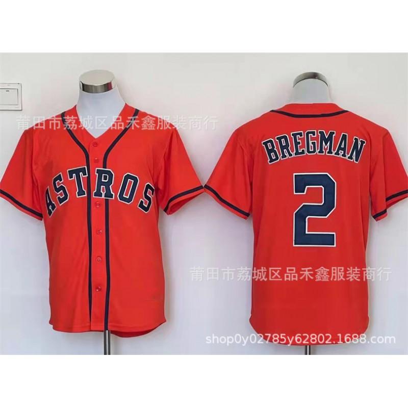 Mens Cotton Basketball Jersey Customizable Number 2 Bregman Style Sport Shirt Team Practice Casual Wear