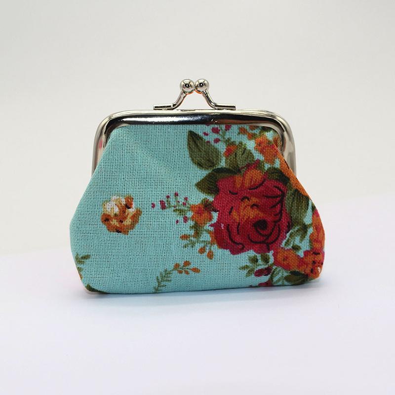 Rose Flower Canvas Coin Purse Cute Flower Print Mini Bag Coin Bag Wallet Girl Little Bag Key Credit Card Holder Pouch