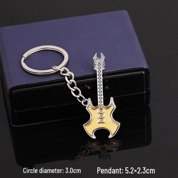 European & American Rock Guitar Keychain: Hip Hop Drip Oil Alloy Pendant Charm for Women's Bags