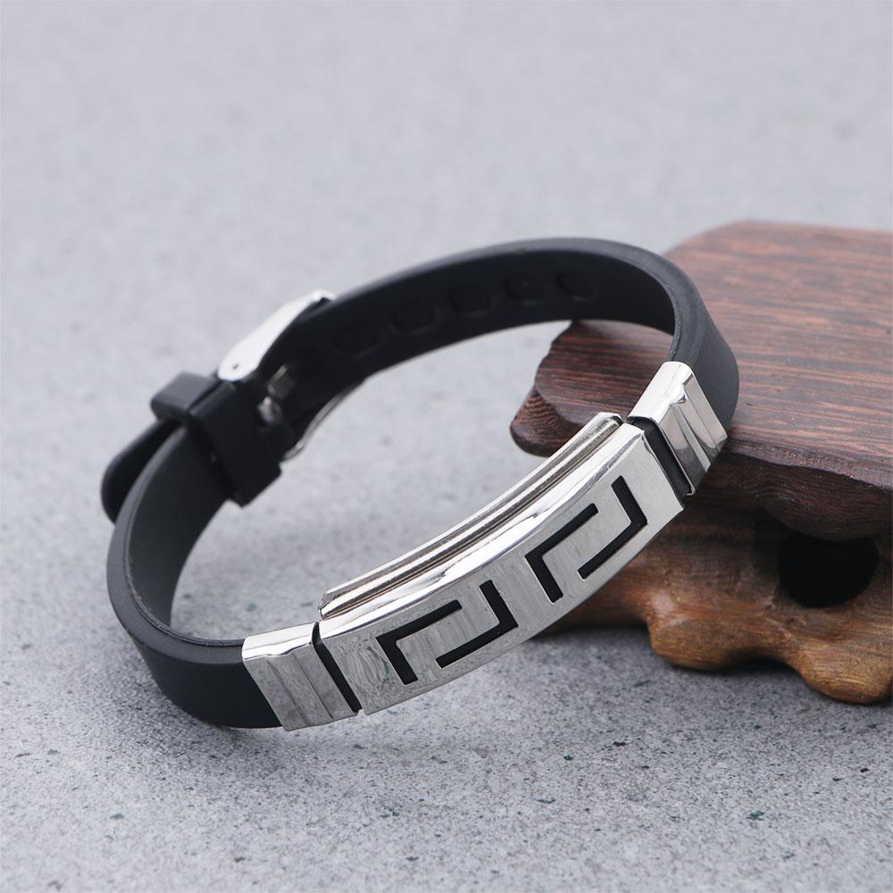 Stainless Steel Women Cross Silicone Bracelet Jewelry Accessories Korean Hand Rope Men Wristband