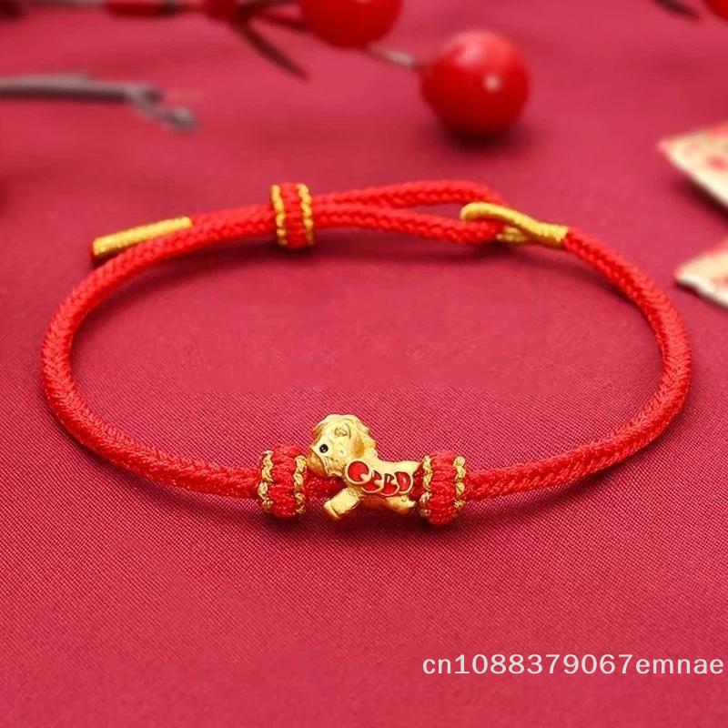 2026 New Year Zodiac Horse Chinese Style Lucky Braided Rope Bracelet Adjustable Red Thread String Blessing Jewelry