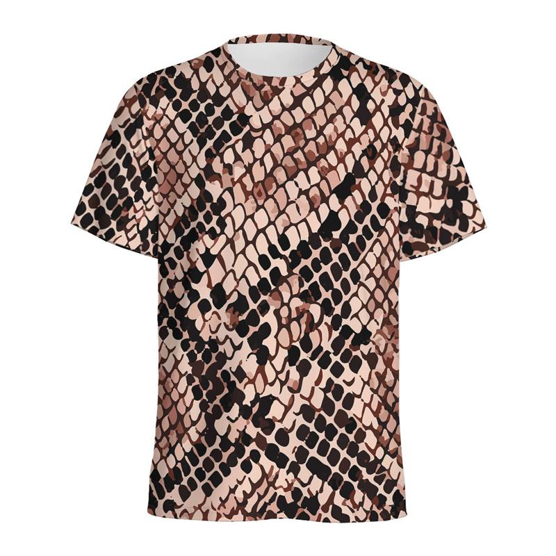 Fashion Snake Scales Pattern T-shirt For Men 3D Printed Animal Skins Graphic Round Neck Tee Shirt
