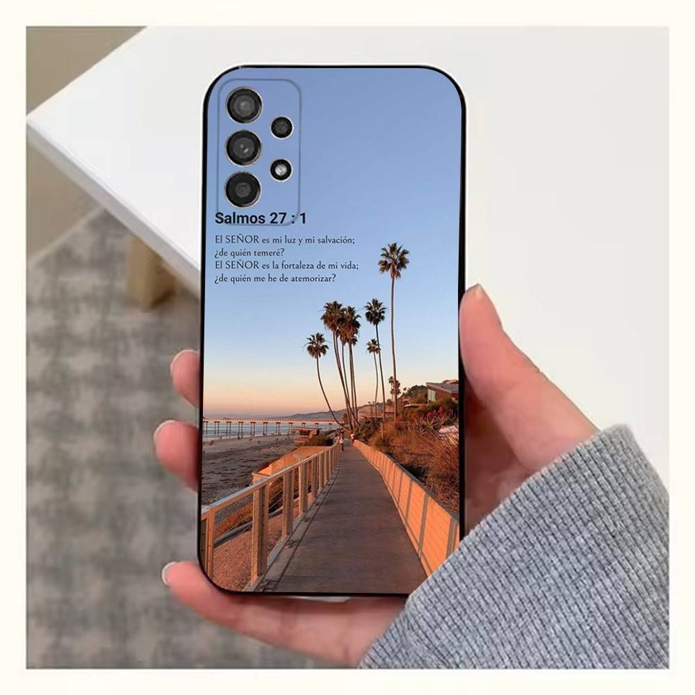 Spanish Bible Jesus Verse Phone For Samsung S25,S24,S23,S22,S20,S21,S10,Ultra,Plus,Lite,FE,Soft Silicone Black Cover