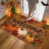 Halloween Pumpkin Black Cat Doormat Non Slip Washable Welcome Rug for Front Porch Entryway Holiday Decor