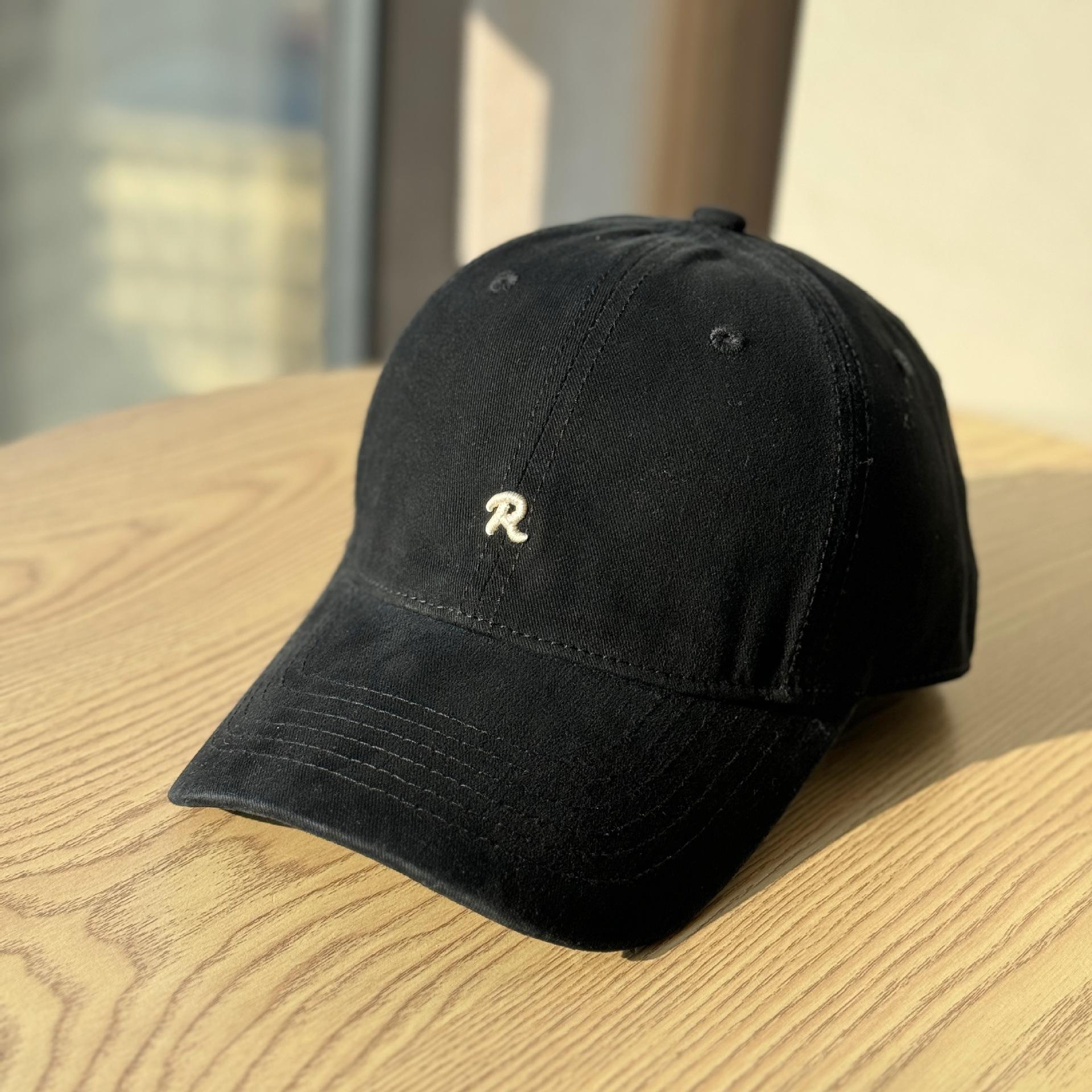 

New high-quality vintage R Letter logo embroidered spring/summer thin cotton soft-top baseball cap, sun protection duckbill cap Adult54-60Adjustable чёрный
