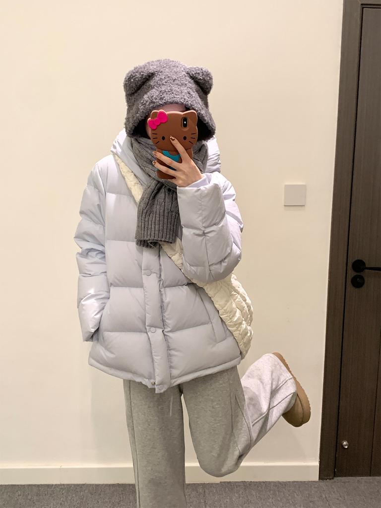 Lu series five-grid new national standard white duck down jacket women's short winter new thickened coat