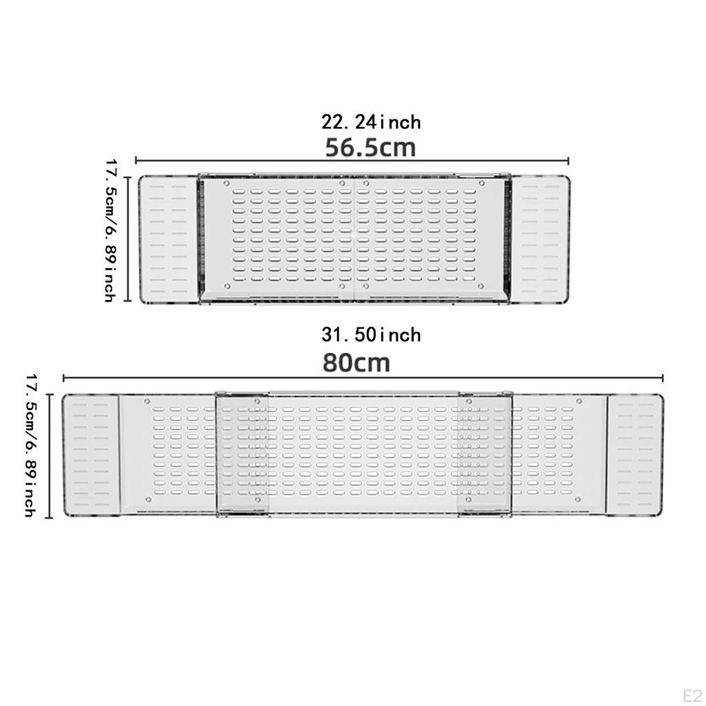 Bathtub Tray Bath Shelf with Drain Holes Extendable Multi Compartments Organizer Rack for
