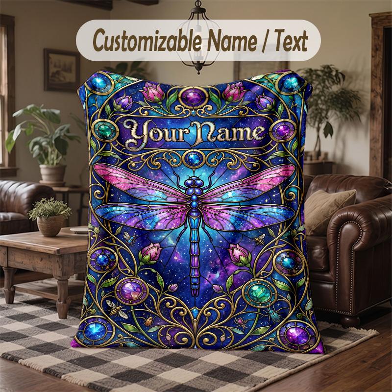 Glamorous Cat Gun Theme Throw Blanket Custom Name Text Personalized Blanket Soft Cozy Blanket for Home Sofa Bed