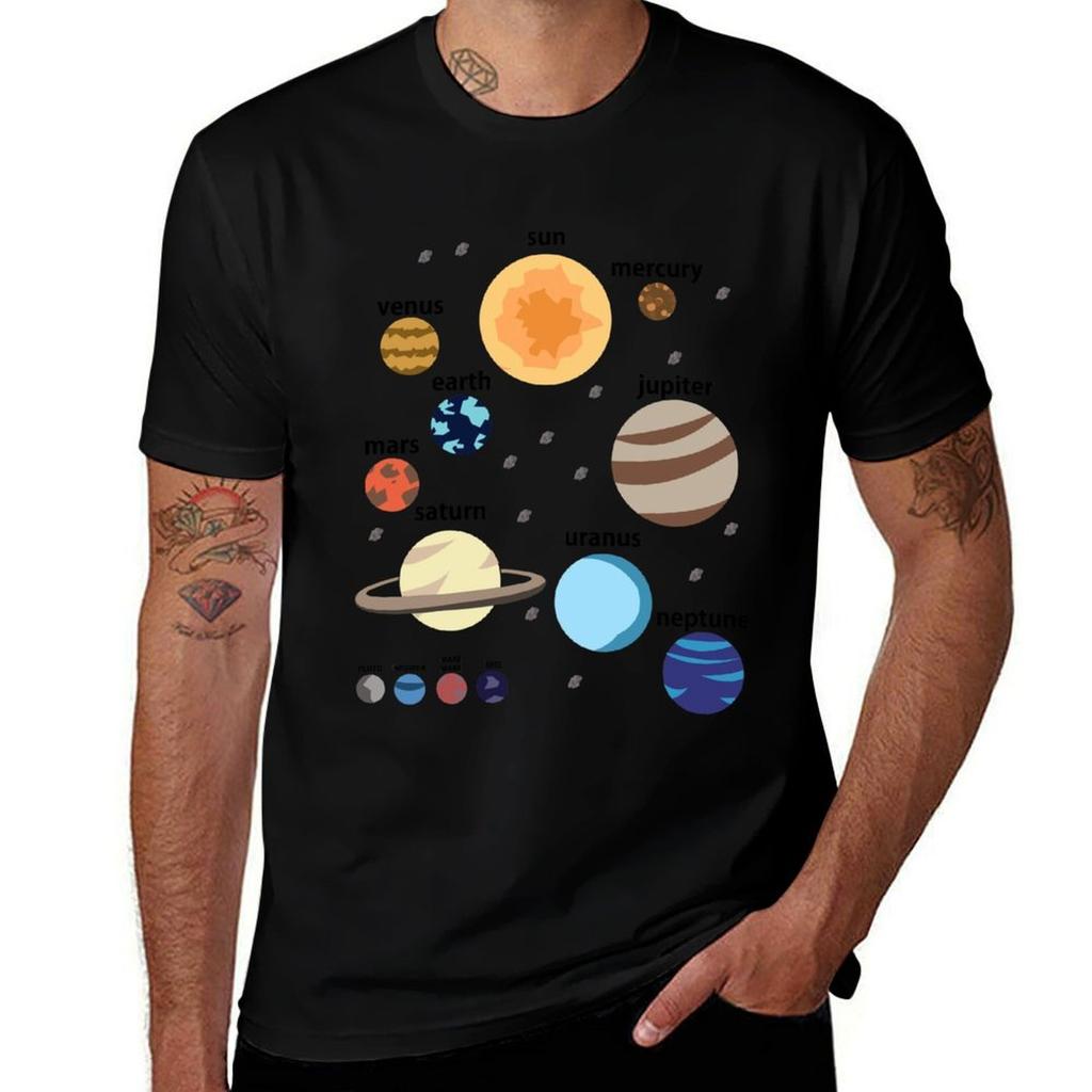 Solar System Planets Earth & Sun Design T-Shirt Lightweight Running Sports T-Shirt