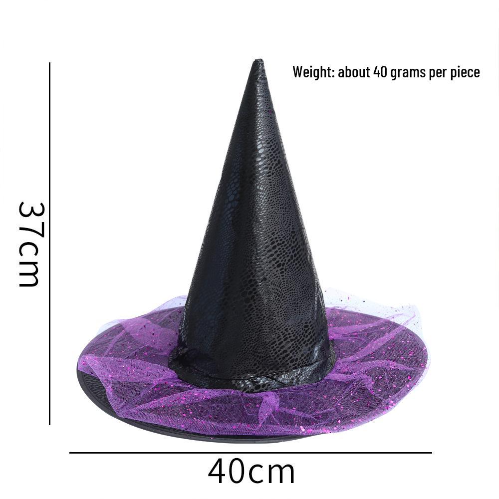 Black Ruffled Lace Velour Witch Hat with Harry Map Design