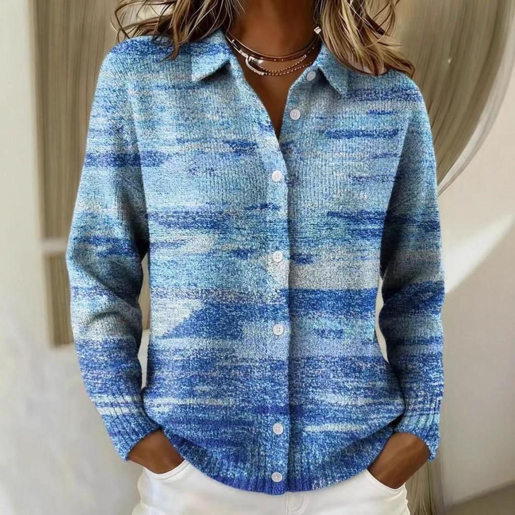 2026 Autumn/Winter European & American Solid Color Print Loose Long Sleeve Women's Shirt