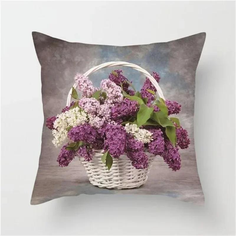 Car Living Room Sofa Cushion Cover Luxury Home Decoration Pillow Cover Colorful Flowers Sunflower Rose Print Pattern