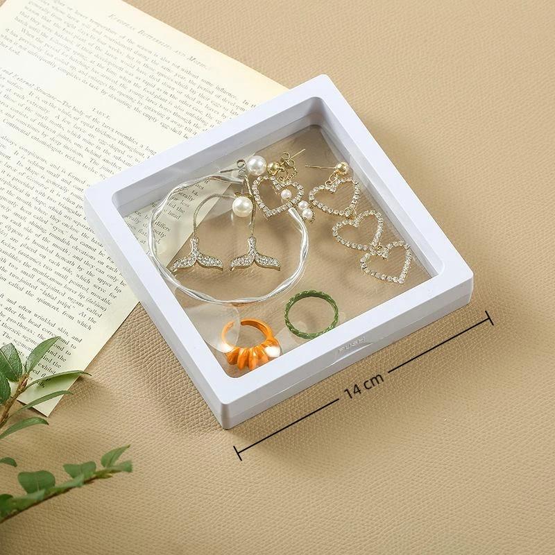 Pe Film Suspension Jewelry Box Clear Display Case Dustproof Jewelry Storage Holder For Earring Necklace Ring Bracelet Collection