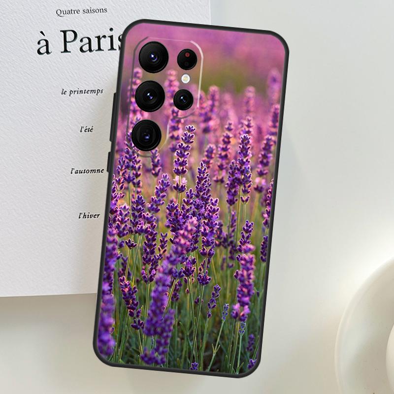 Lavender Purple Flowers Case For Samsung Galaxy S26 Ultra S25 S24 S23 S21 S22 Ultra S10 S20 Plus S25 FE Phone Cover