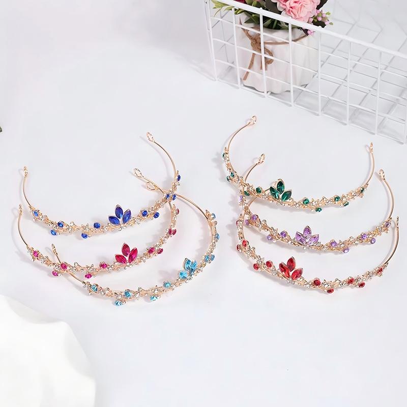 1pc Girl's Simple Sweet Princess Crown Headband Fashionable Shiny Crystal Party Photography Props Jewelry Hair Accessories Crown