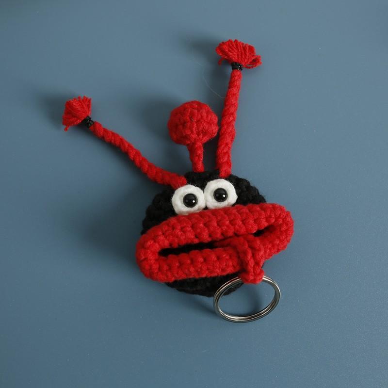 Lustige Häkel-Schlüsselanhänger Stricken Niedliche Wurstmund-Puppe Schlüsselhalter Nützliche Gestrickte Aufbewahrungstasche Schlüsselanhänger Für Autoschlüssel Großhandel