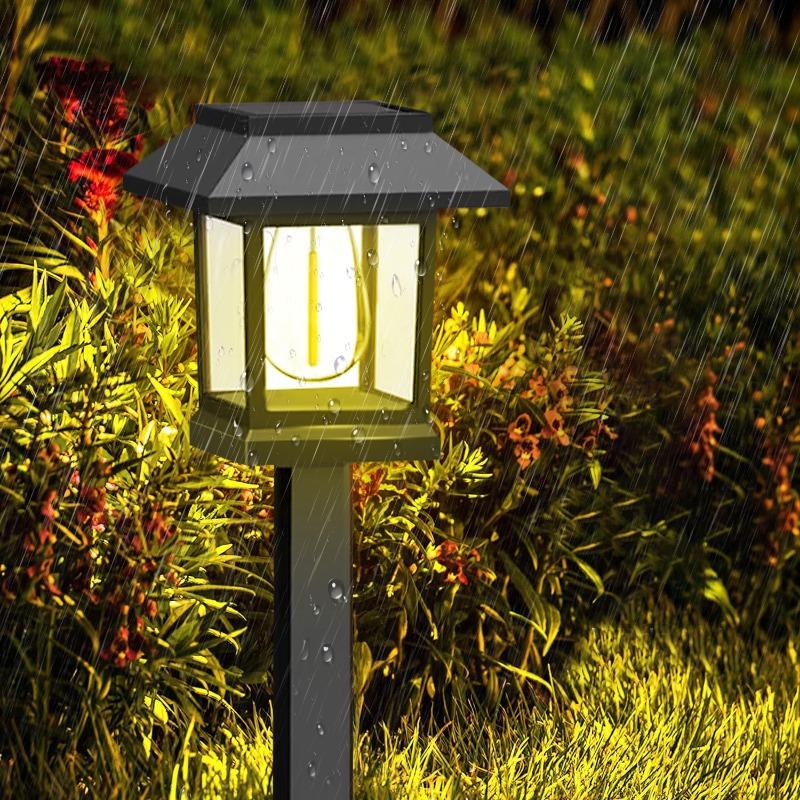 2-12 Piezas Luz LED Solar para Jardín Exterior Lámpara de Césped para Jardín Villa Patio Parque Patio Iluminación Decorativa de Paisaje