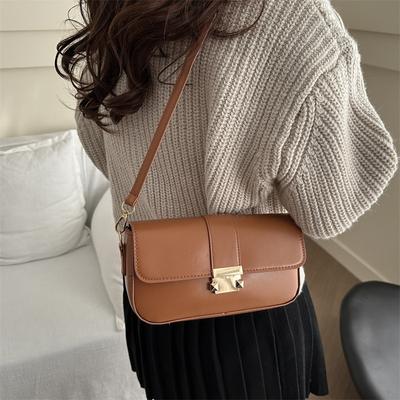 French Temperament Small Square Bag Underarms New Solid Color Beautiful Korean Style Shoulder Bag Women's Commuting Simple Crossbody Bag