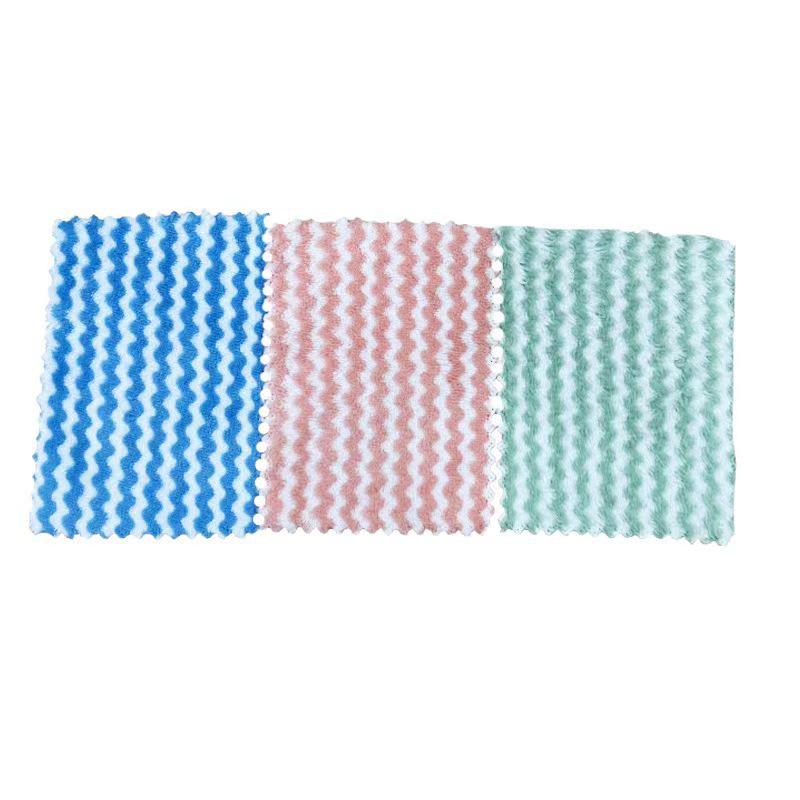 Absorbent Coral Fleece Wavy Dishcloth - Non-Stick, Thickened Kitchen Towel