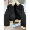 Women's Fashionable Lambswool Jacket with Fleece Lining, Autumn/Winter 2025, Age-Reducing, Stylish, Loose, and Warm.