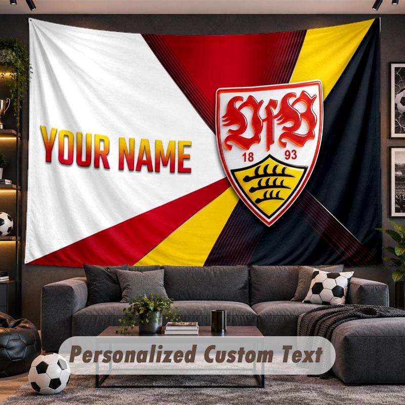Wall Hanging Tapestry Custom NameVfB Stuttgart FC Pattern Personalized Printed Fabric Wall Decor