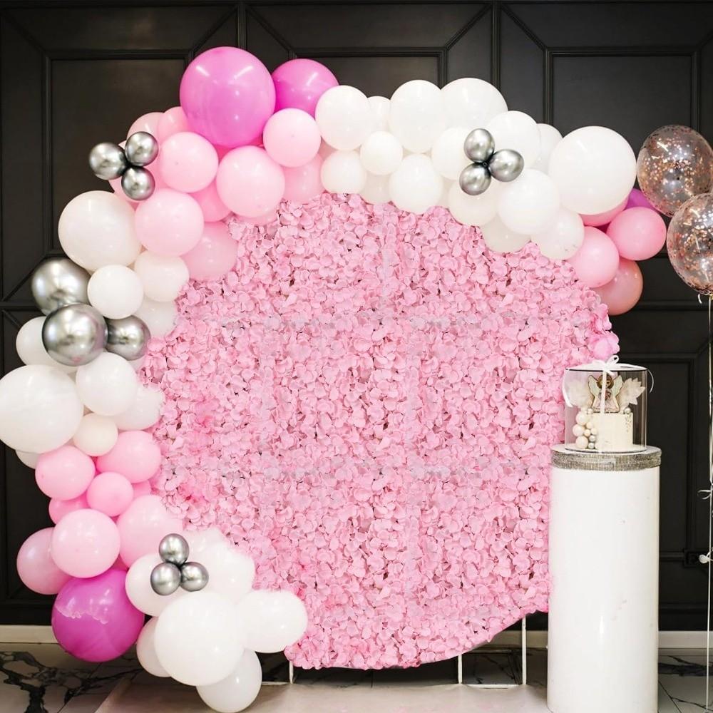 3D Rose Rose Flower Wall Pink Silk Artificial Flower Backdrop  Birthday Party