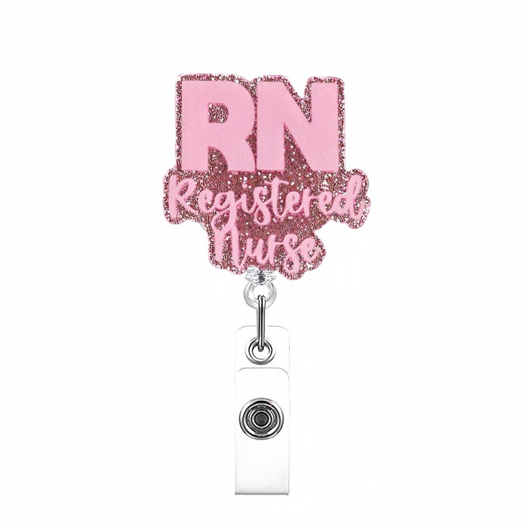 Badge Holder Glitter Beaded Badge Reel Alligator Clip Id Holder Acrylic Name Tag Clip For Office School Student