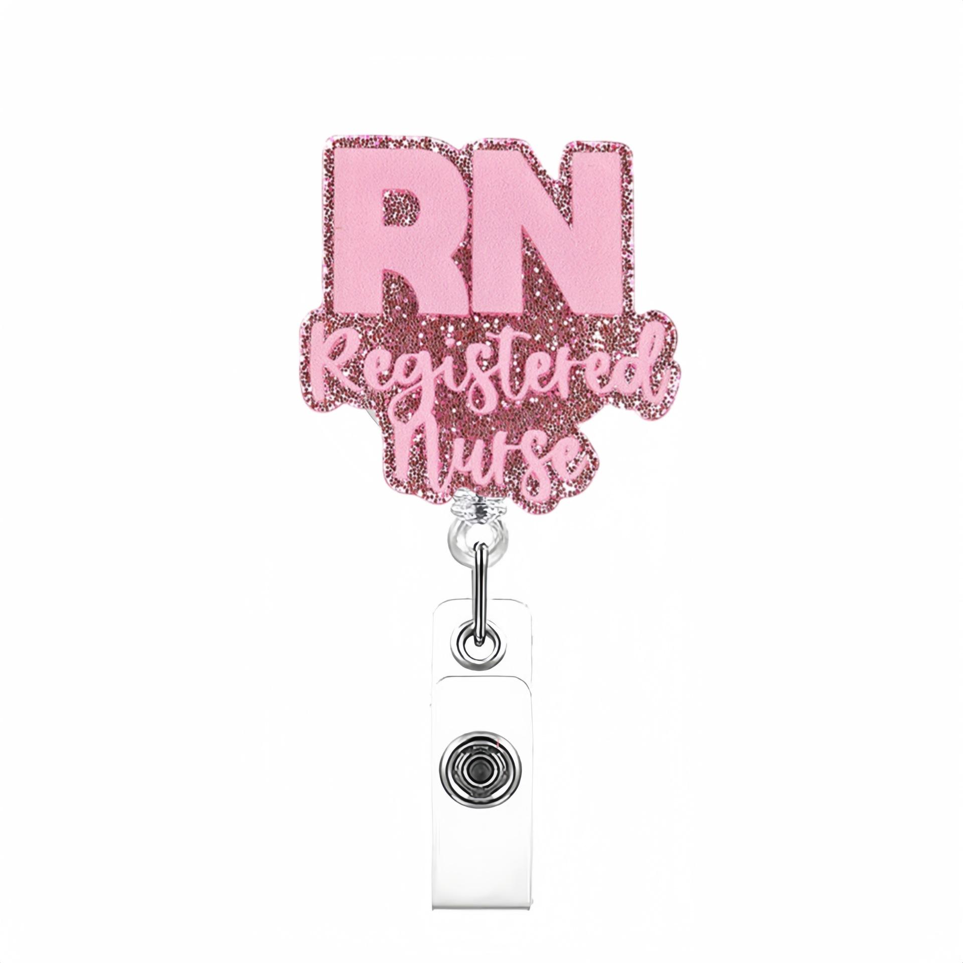 

Badge Holder Glitter Beaded Badge Reel Alligator Clip Id Holder Acrylic Name Tag Clip For Office School Student