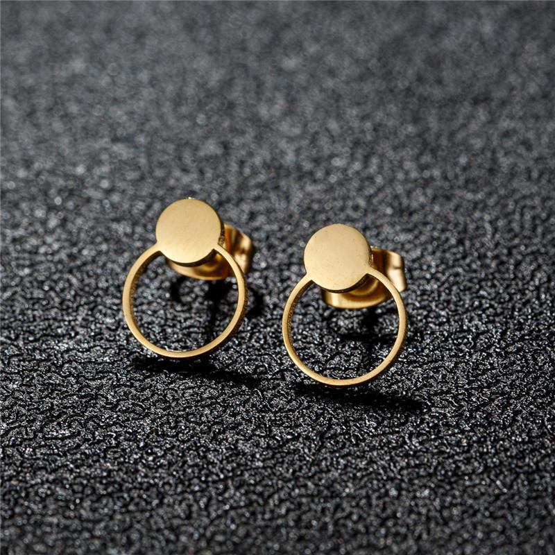 Stainless Steel Geometric Stud Earrings for Women Minimalist Circle Triangle Star Ear Studs Horseshoe U Shaped Earings oorbellen
