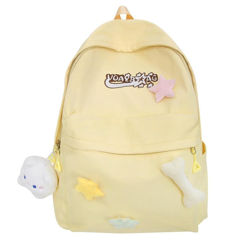 Small fresh schoolbag female cute solid color girl backpack campus girl sweet style primary and secondary school student schoolbag