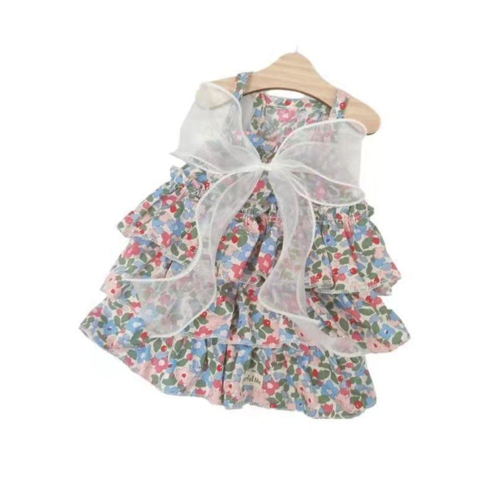 Floral Skirt Printed Dog Dress Princess Style Pet Suspender Skirt Sweet Cat Dress  Dog Clothes
