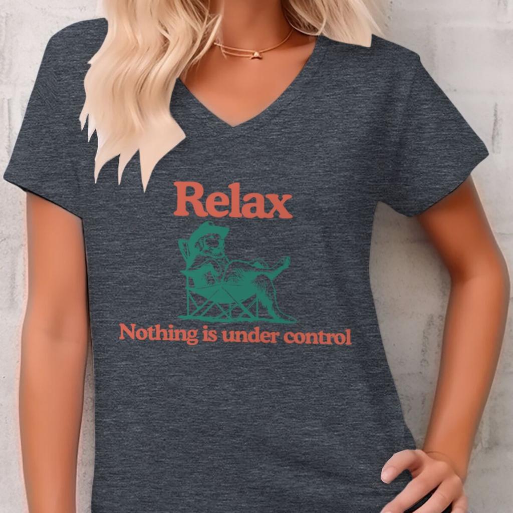 Golden Retriever Vintage Shirt Relax Nothing Is Under Control Golden Mom Tshirts Vneck Women Clothing Fashion Casual Tops