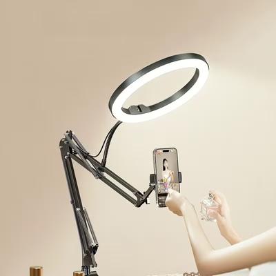 Hängende Handykamera-Halterung, Ringlicht-Handyhalterung zum Aufnehmen, Flexibler hängender Schreibtischständer für Fotografie/Live-Streaming