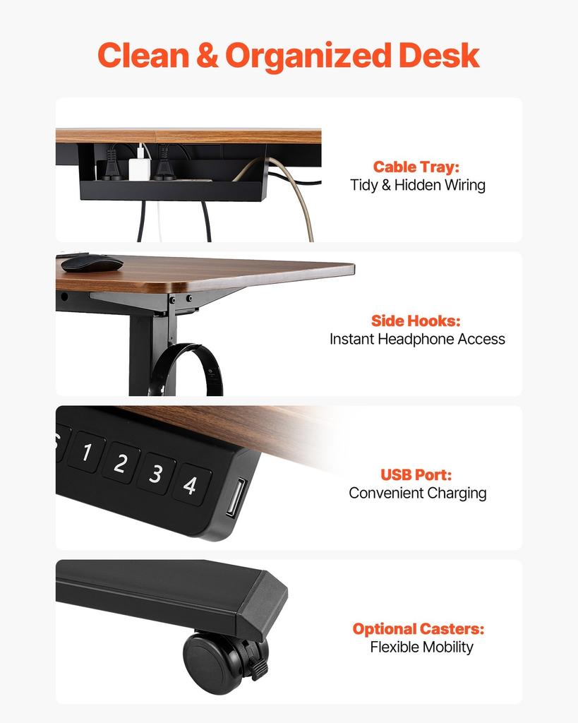 Standing Desk Frame Dual Motor, Electric Adjustable 104-160 Cm Extension Length, 4 Memory Height Settings, Stand Up Table Legs, Sit To Stand Desk Leg
