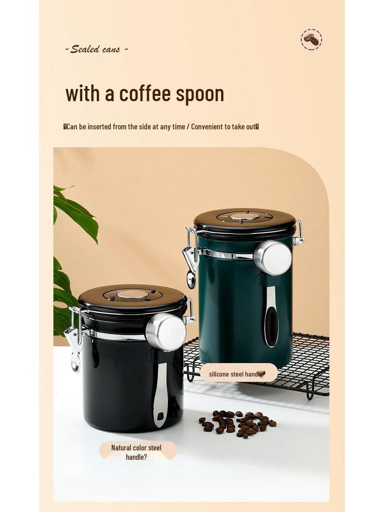304 Stainless Steel Airtight Coffee Canister with Date Tracker and Exhaust Valve for Freshness