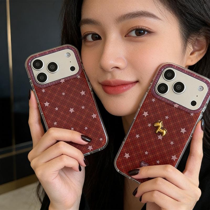 Year of the Horse 2026: Red Star Phone Case for 17 Pro Max & 16 Pro - Simple 3D Little Horse Design