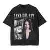 Lana Del Rey CANTANTE Maglietta Stampata Lavata Streetwear Hip Hop T-shirt Casual per Uomo Donna Cotone Streetwear