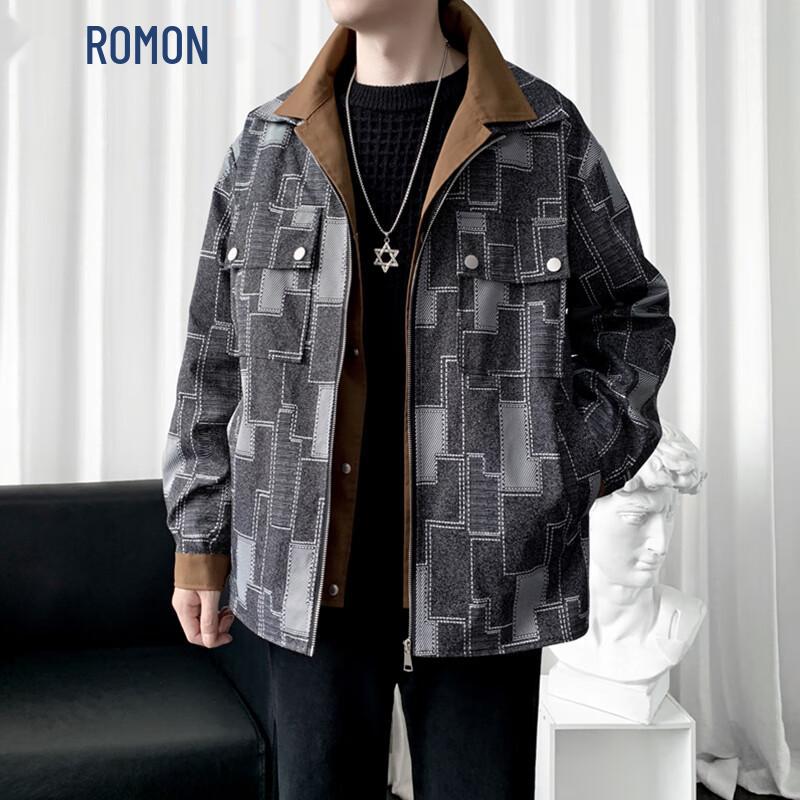 

ROMON Men s Hooded Faux Two-Piece Work Jacket M