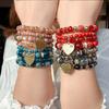 Women Bracelet Heart Pendant Beaded Jewelry Lightweight Elegant Bracelet for Parties
