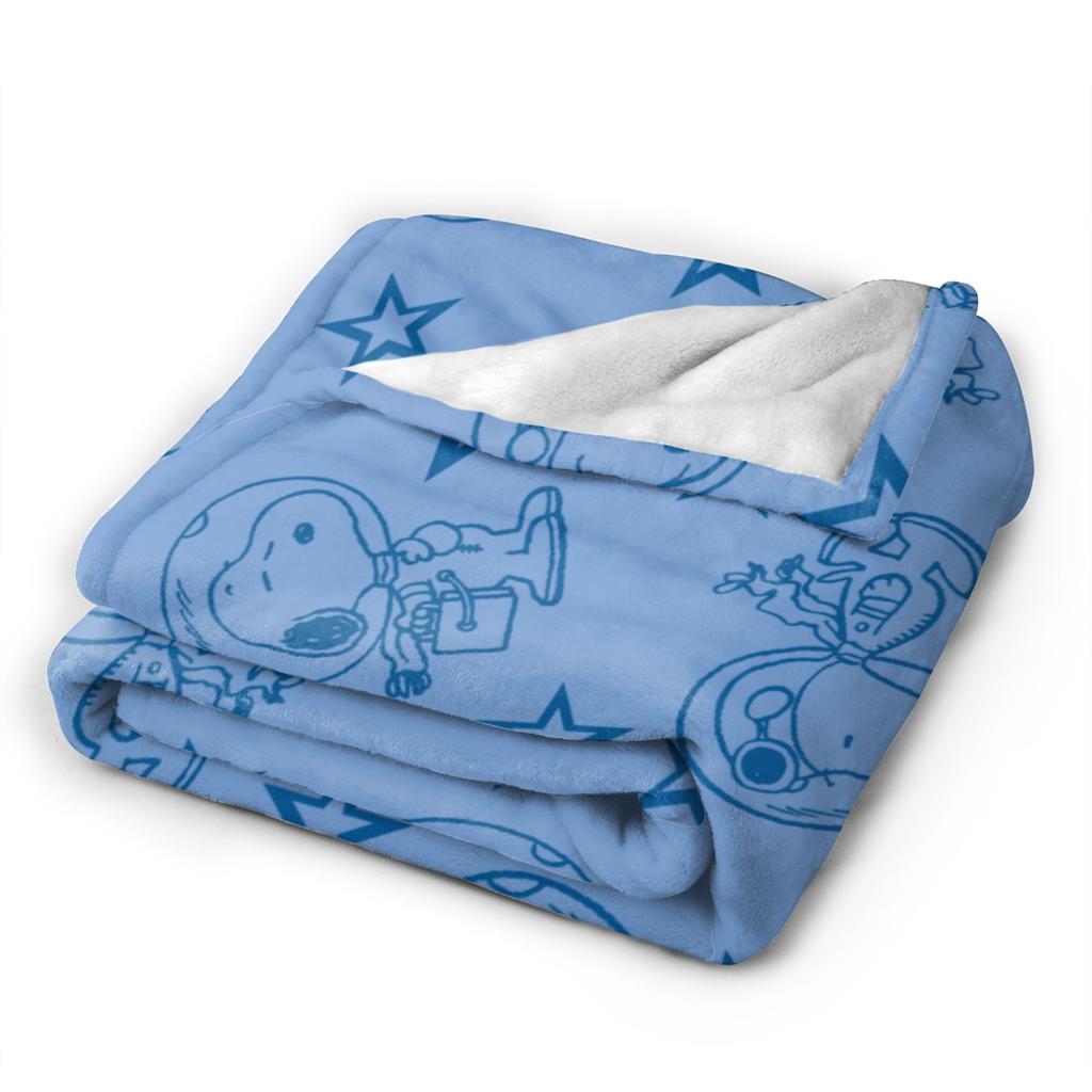 Snoopys Blue Space Astronaut Pattern Blanket Cover Flannel Throw Blanket Bed Sofa Printed Soft Warm Bedsprea,