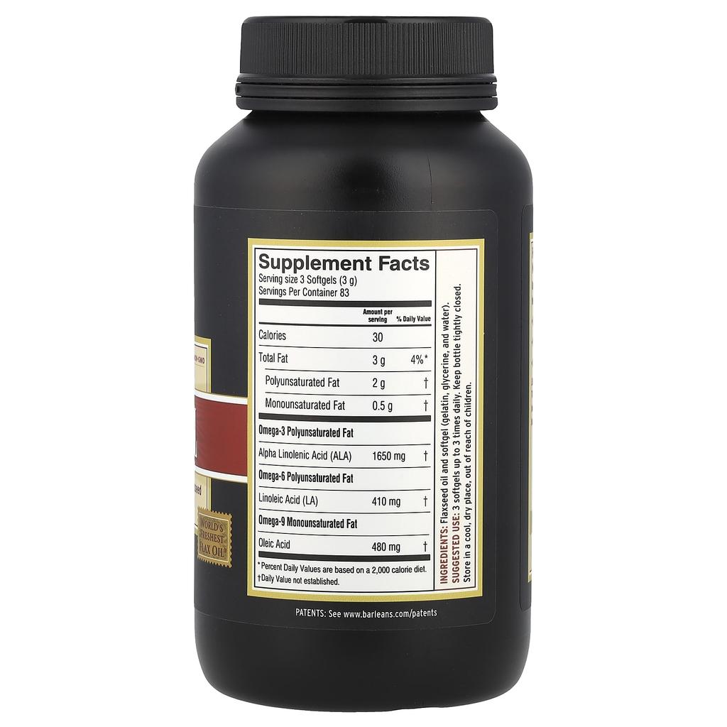 Barlean's Fresh Flax Oil, 250 Softgels