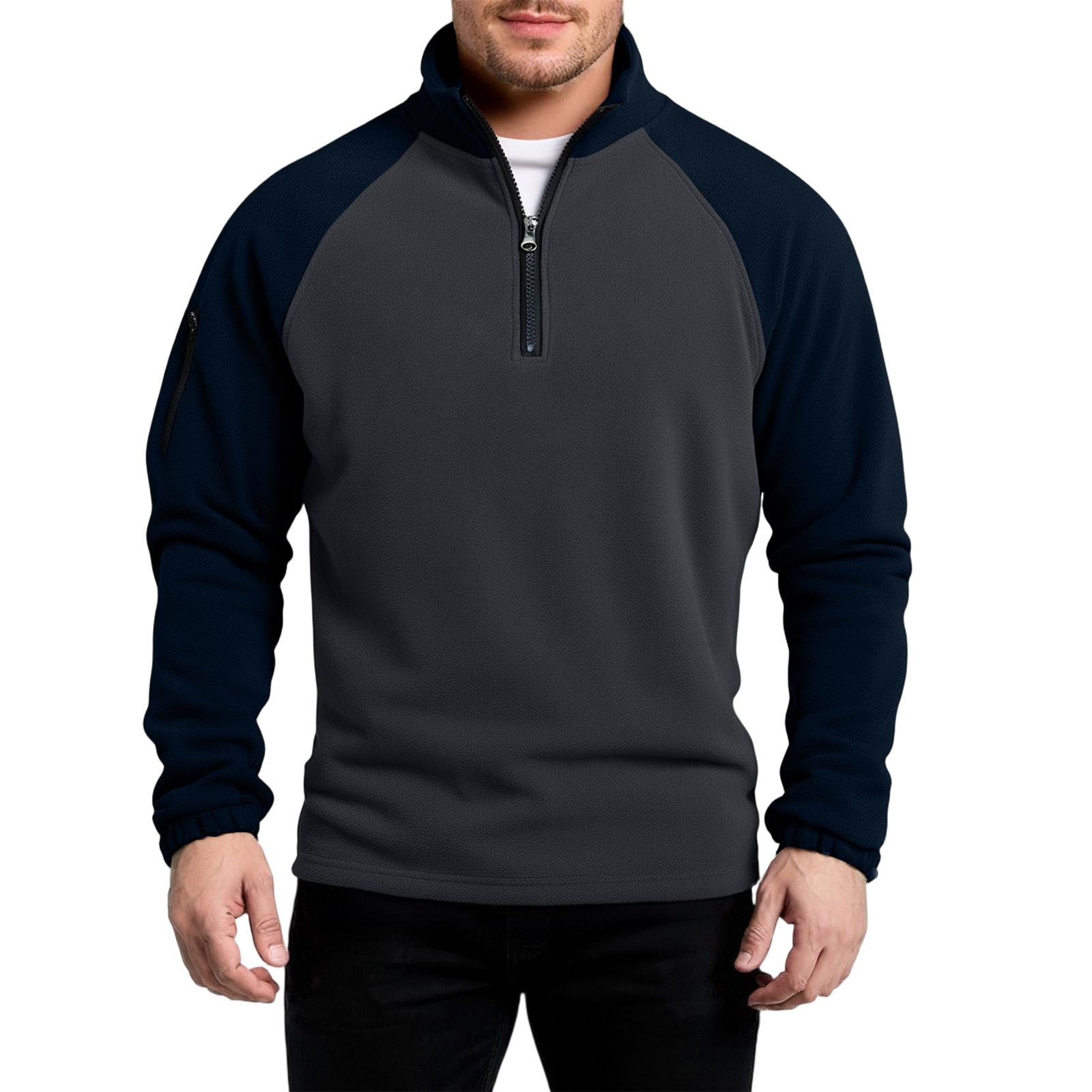 

Мужская толстовка, свободная однотонная уличная теплая дышащая футболка, топ L тёмно-синий