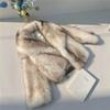Cappotto da Donna in Eco Pelliccia di Volpe Collo Ampio Spesso Caldo Morbido Peluche Giacca Corta Larga Lusso Capo Invernale