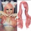 Damen Anime Cosplay Perücke Lange Lockige Perücke mit Pony 2D Stil Synthetische Vollperücke