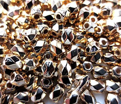 Lot de 300 perles en plastique plaquées or KC, en forme de tonneau, 4 mm, coupe diamant, fournitures pour loisirs créatifs, accessoires de bijouterie, matériaux artisanaux Huey