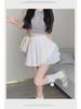 Women's White Pleated Mini Skirt, Ballet-Style High Waist A-Line Tutu Skirt
