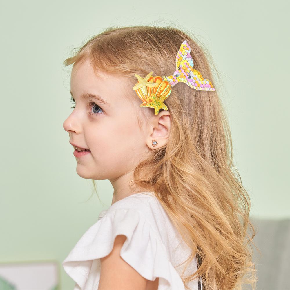 LOVEKIKI 2Pcs/lot Sparkling Mermaid Hair Clip Headband Set Kids Performance Vacation Hair Accessory Exquisite Headwear Gift