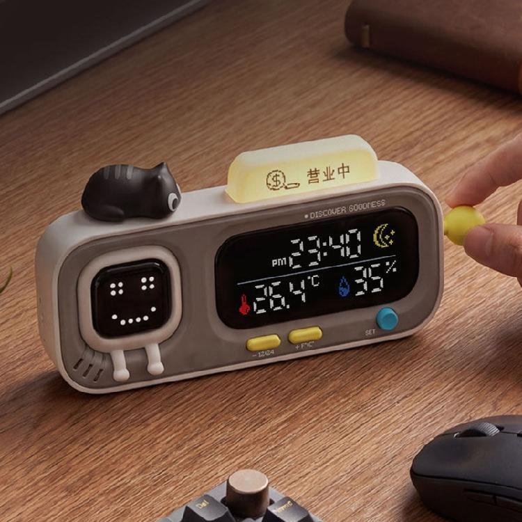 Indoor Thermometers Hygrometer Clock Rechargeable Time Temperature Moisture Screen for Bedroom Bedside Table Monitoring