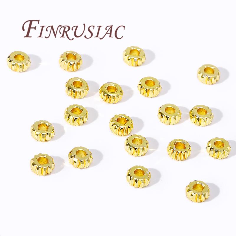 3mm 4mm Korálky Rozdělující 18K Zlatem Pokovené Volné Korálky Oddělovač Pro Korálky, Potřeby Pro Výrobu Šperků DIY, Doplňky Pro Náramky