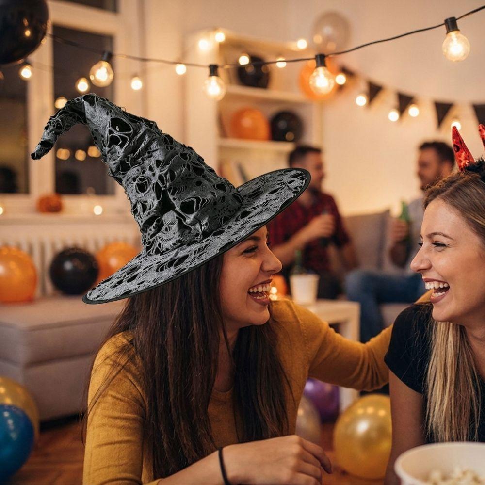 Large Wide Brim Ripped Tattered Witch Hat Tall Pointed Cone Top Pointed Mage Hat Halloween Party